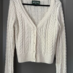 American Eagle Outfitters Women's Ivory Cable Knit Cardigan Size M